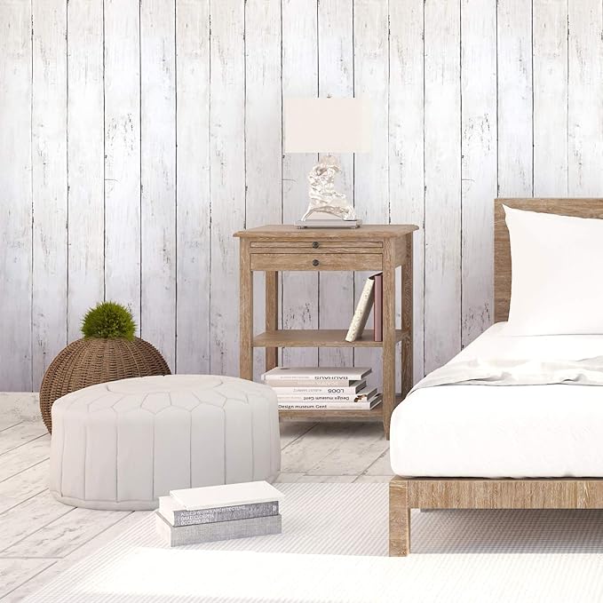 CiCiwind 82Ft×17.7In White Grey Wallpaper Wood Peel and Stick Wall Paper - Image 3