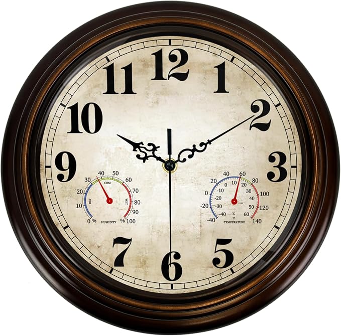 Vintage Wall Clock 13 Inch Quartz Silent Non-Ticking Analog Clock by Comfytune