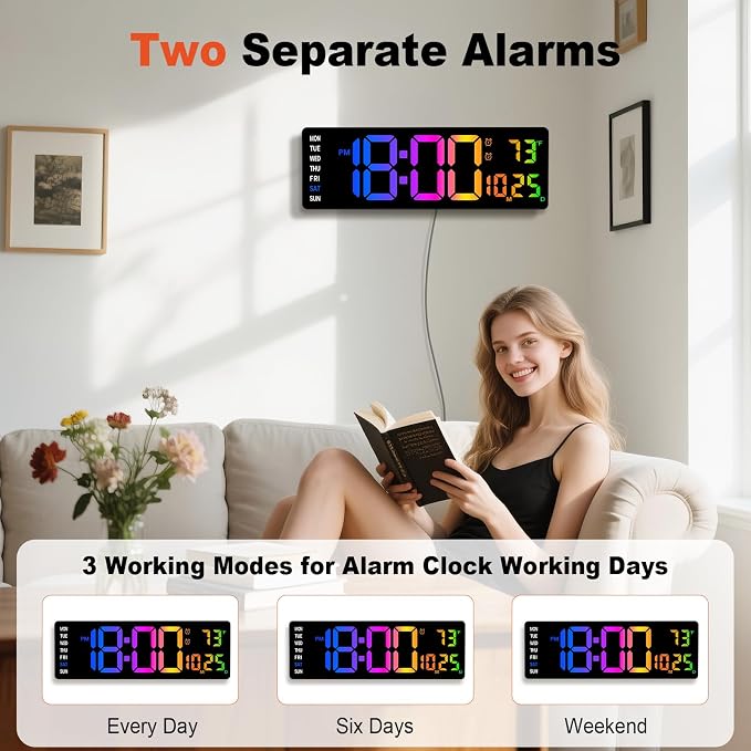 Pytha Sight 16 Inch Large Digital Wall Clock, Large LED Display Digital Wall - Image 7