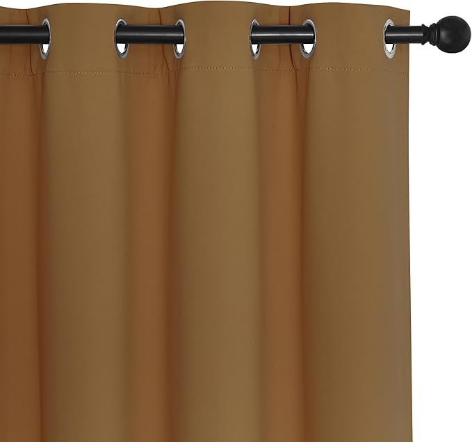 NICETOWN Sliding Door Window Treatment Blackout Patio Door Curtain Panels, Privacy Thermal Drapes for Bedroom Living Room Department with Grommet Top (Gold Brown, W66 x L110)