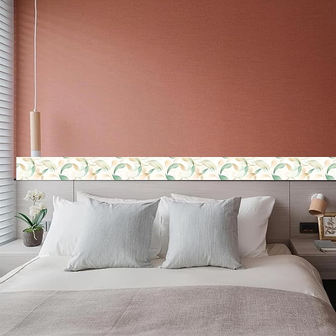 HOMETITUTE Wallpaper Border Peel and Stick Wall Border Green Leaf Watercolor - Image 4