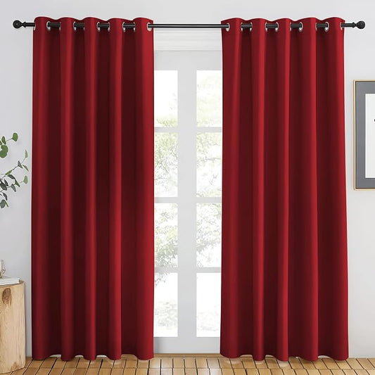 NICETOWN Burgundy Red Blackout Curtains 84 inch Length, Grommet Top Room by NICETOWN