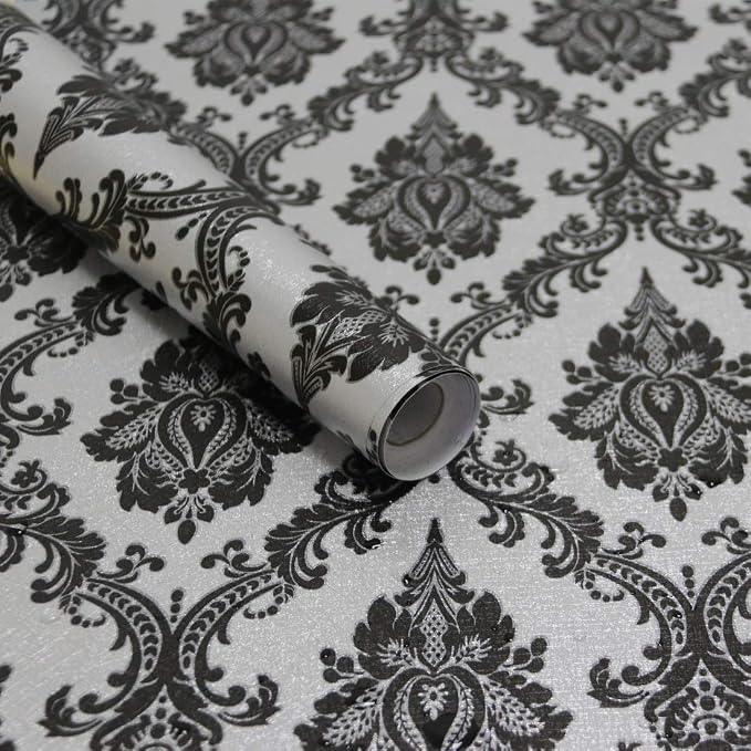 17.7" x118" Peel and Stick Wallpaper Black Wall Paper by Micpolo