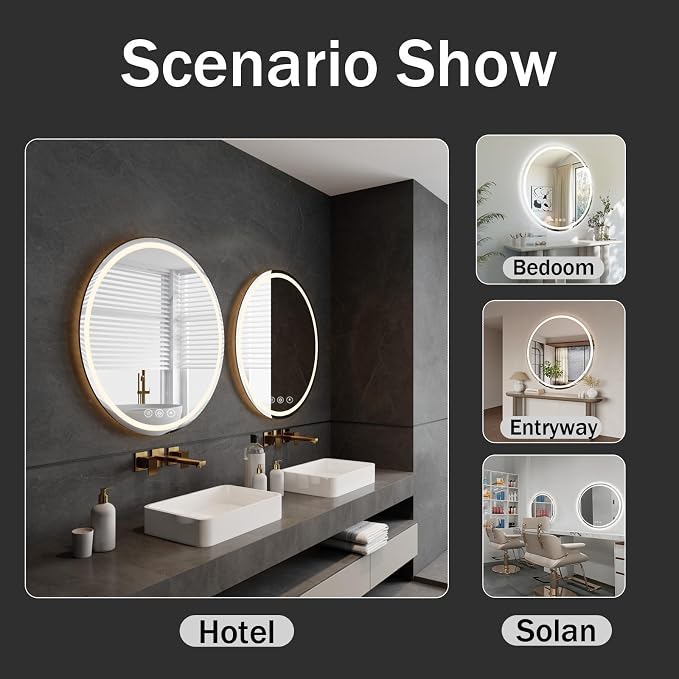 LED Bathroom Mirror 30 Inch Round Bathroom Mirror - Image 8