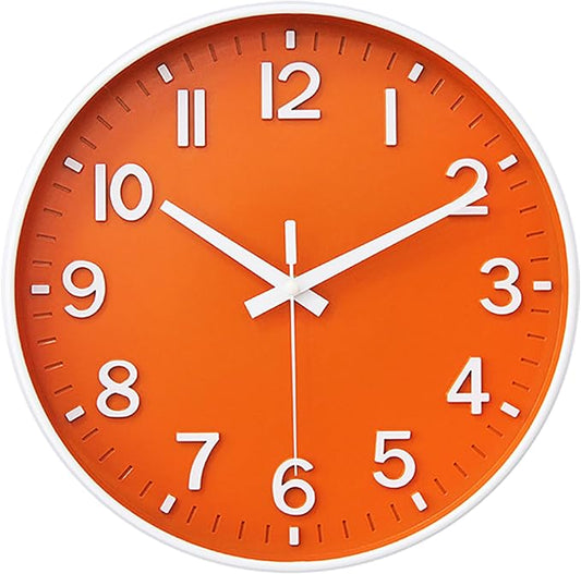 HZDHCLH Wall Clocks Battery Operated, Wall Clock Orange, 12 inch Wall Clock by HZDHCLH