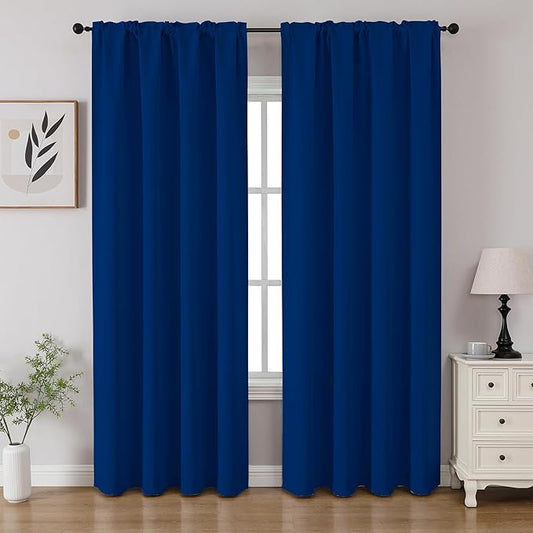CUCRAF Royal Blue Blackout Curtains 108 inch Length 2 Panels Set, Rod Pocket by CUCRAF