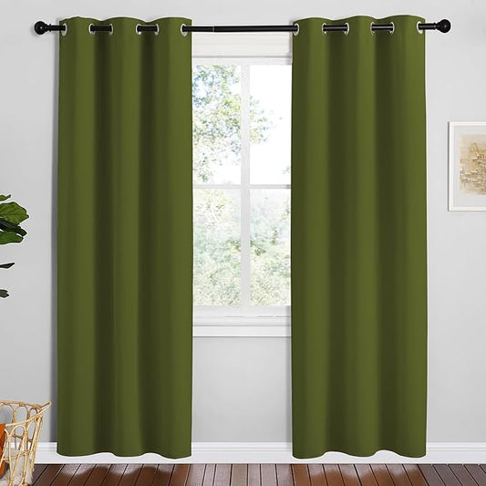 NICETOWN Olive Green Blackout Curtains 78 inches Length by NICETOWN