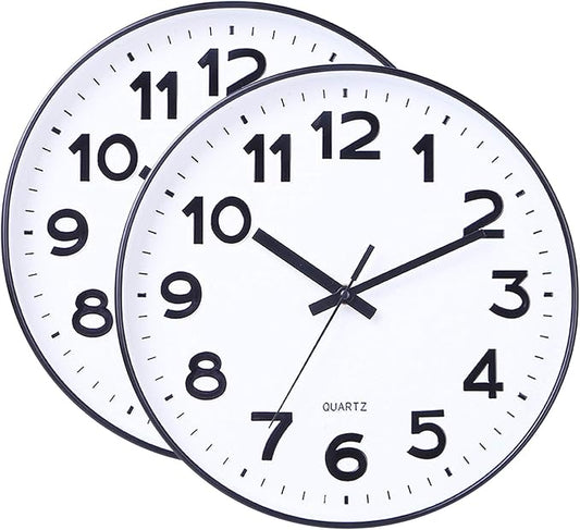 Foraineam 2 Pieces 12-Inch Wall Clock Silent Non Ticking Battery Operated by Foraineam