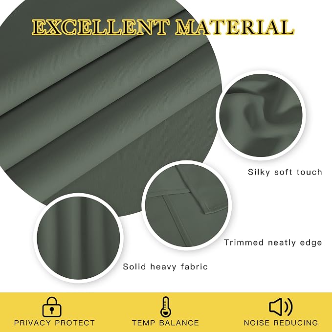 NICETOWN Blackout Drapery Curtain Panel 90 inches Long - Image 2