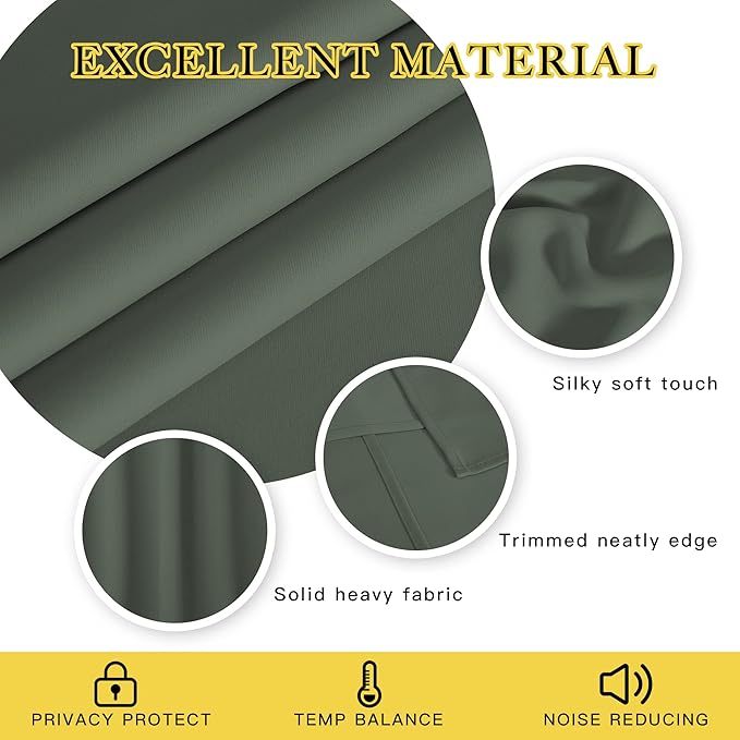 NICETOWN Blackout Curtains 72 inches Long, Grommet Privacy Window Treatment Thermal Insulated Room Darkening Sliding Glass Door Drape for Bedroom Living Room, 1 Panel, W100 x L72, Dark Mallard