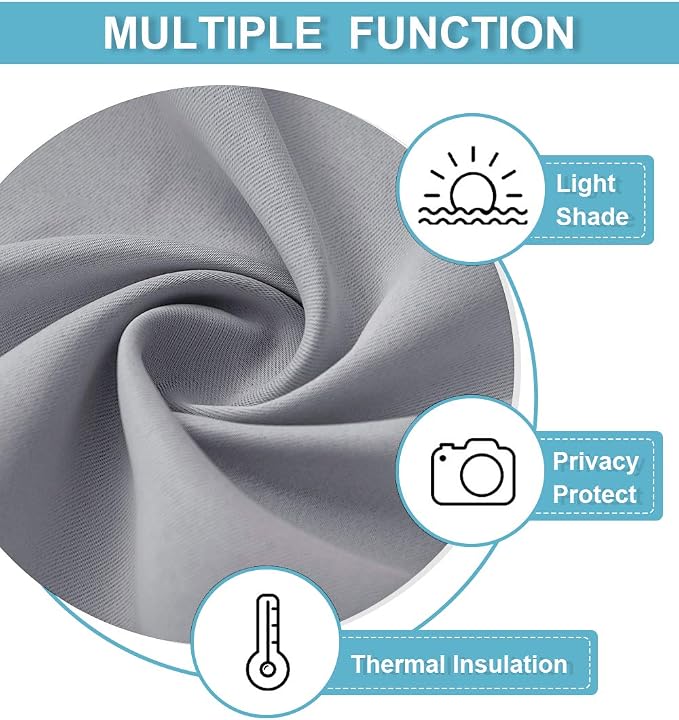 RYB HOME Bedroom Curtains, Room Darkening Thermal Insulated Curtain Back Tab - Image 7