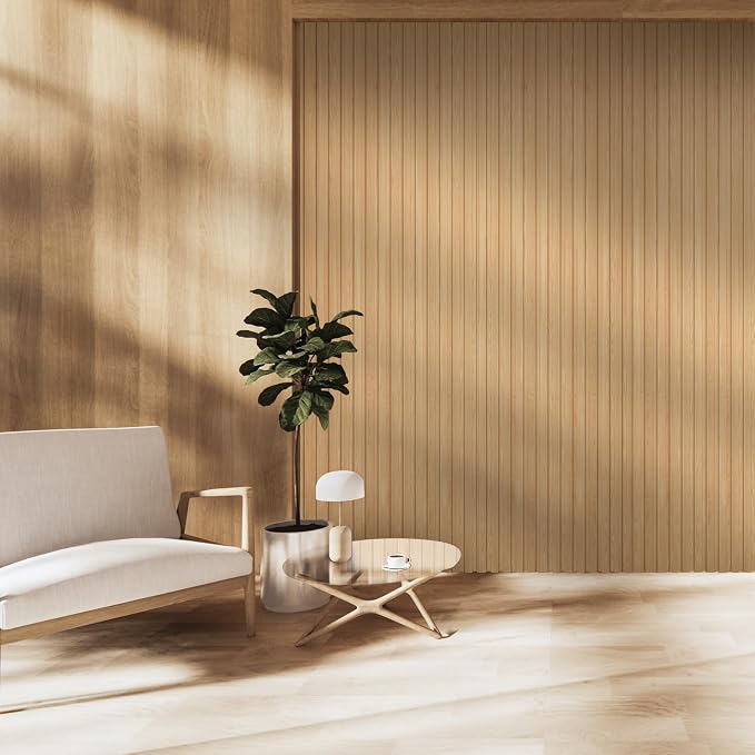 OUZUGIE WPC Acoustic Slat Wall Paneling, Living Room, TV Background, Study Room - Image 2