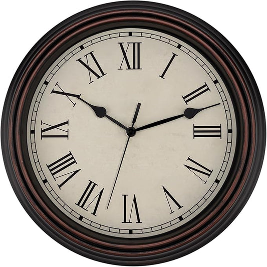 Foxtop 14 Inch Roman Numerals Wall Clock Battery Operated Silent Non-Ticking by Foxtop
