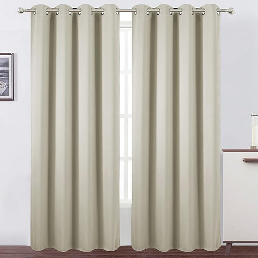 LEMOMO Blackout Curtains 66 x 84 inch/Light Beige Curtains Set of 2 by Lemomo