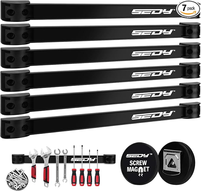 SEDY Magnetic Tool Holder Storage Organizer: 7-Piece Garage Wall Mount Rack by SEDY