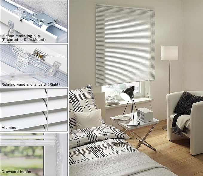 YIIBAII Mini Blinds Suitable for 43" W x 64" H Windows 1" Aluminum Horizontal - Image 4