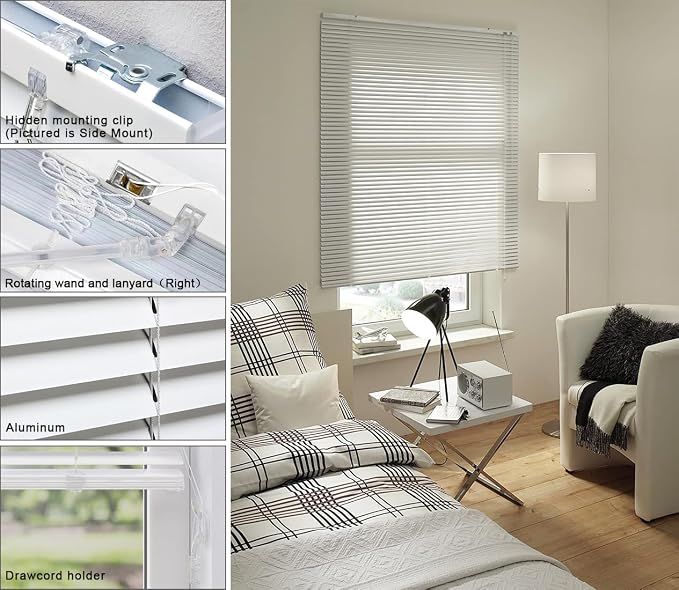 YIIBAII Mini Blinds Suitable for 22.5" W x 64" H Windows 1" Aluminum Horizontal - Image 4