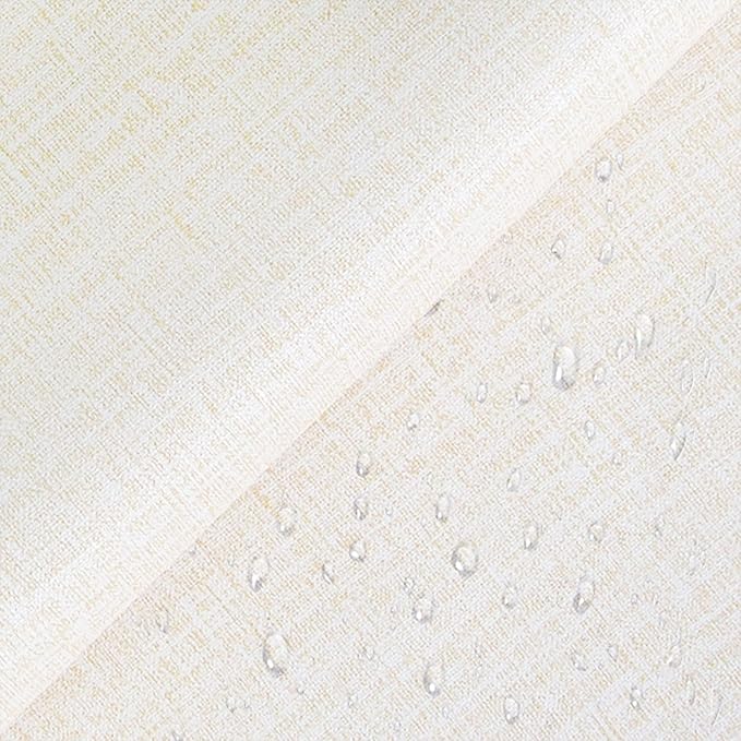 Yancorp 32.8ft Cream Textured Fabric Wallpaper Faux Grasscloth Beige Peel and - Image 4