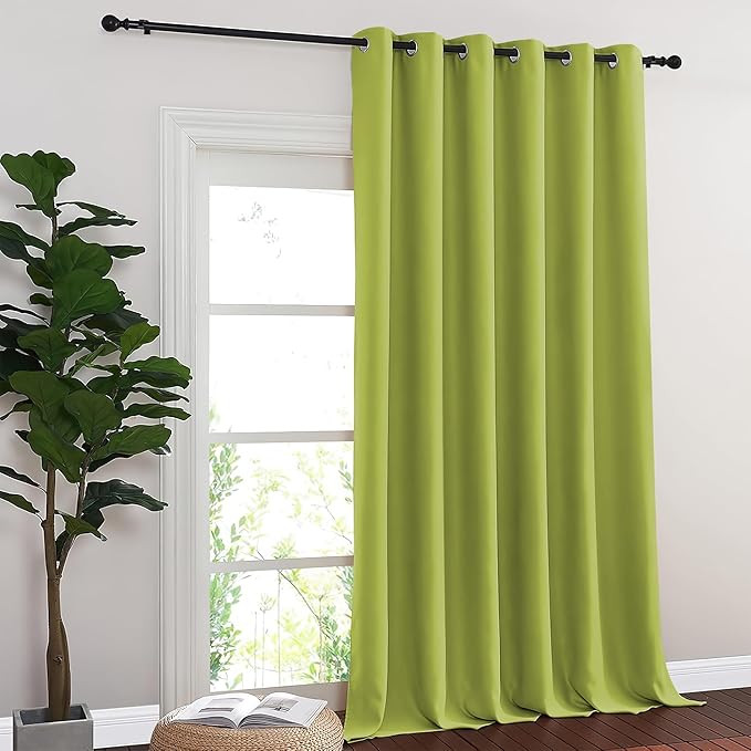 NICETOWN Blackout Room Divider Curtains for Sliding Glass Doors 102 Inches Long 1 Panel, Extra Wide Curtains for Doorway Patio Bedroom Living Room (Fresh Green, 80Wx102L, 1 Panel)