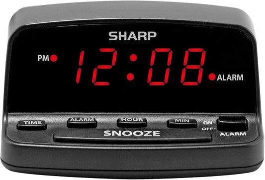 Sharp Digital Alarm Clock with Keyboard Style Controls, Battery Back-up by SHARP