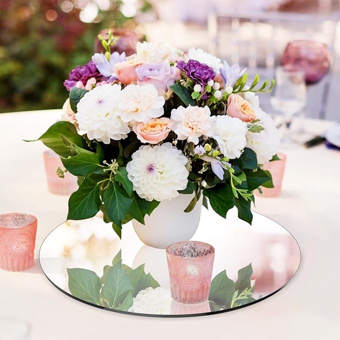 Seelenruhe 12" Round Mirrors for Centerpieces for Tables, Round Mirrors Trays - Image 5