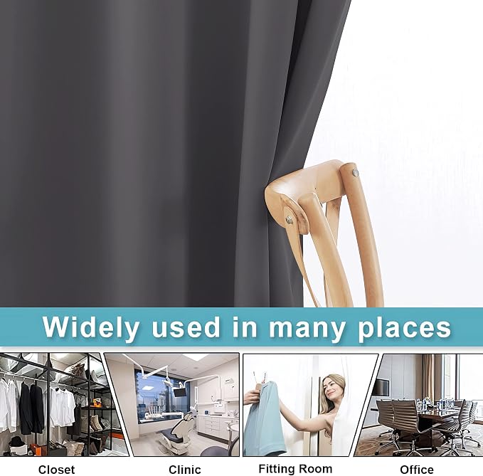 RYB HOME Blackout Room Divider Curtains Privacy Loft Screen Adjustable Ceiling - Image 5