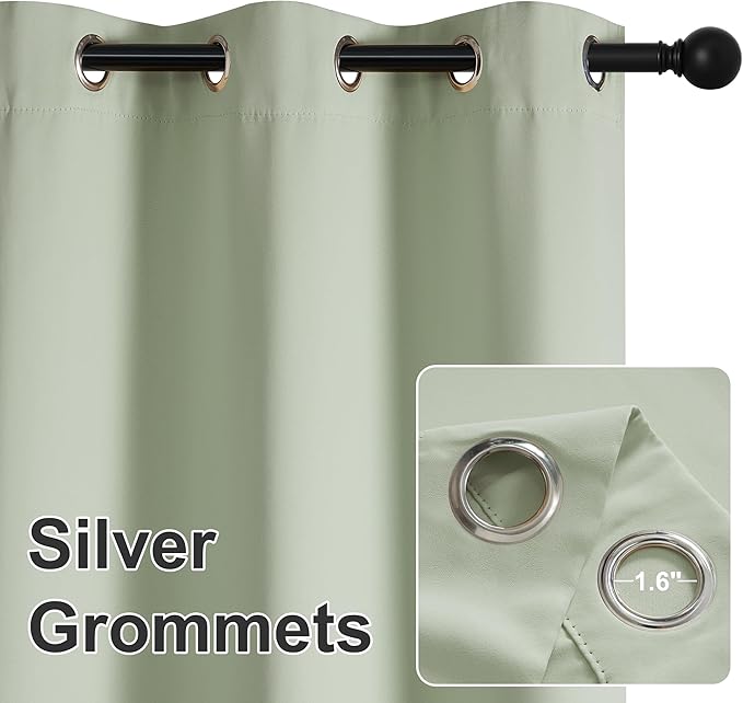 RYB HOME Outdoor Curtains for Patio Waterproof Block Sunlight Thermal Insulated Privacy Assured Thick Outside Curtains for Porch, Gazebo, Pergola, W84" x L84", Sage Green, 1 Panel