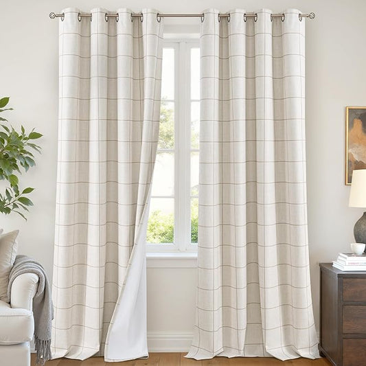 Lajode Plaid Curtains Pattern Printed 90 Inches Long by Lajode