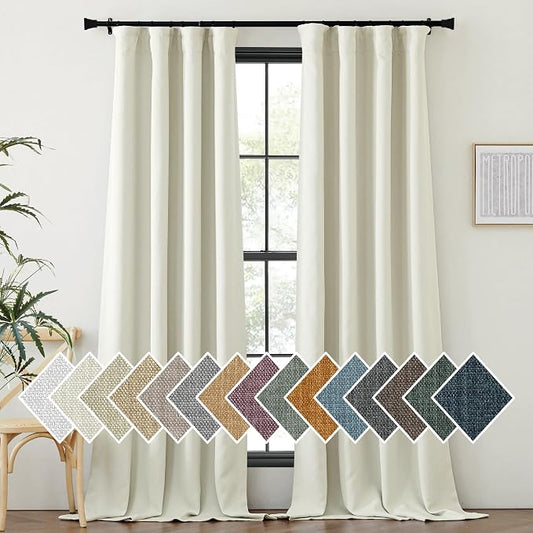 NICETOWN Thick Faux Linen Bedroom Curtains 108 inches Long, Room Darkening Dual by NICETOWN