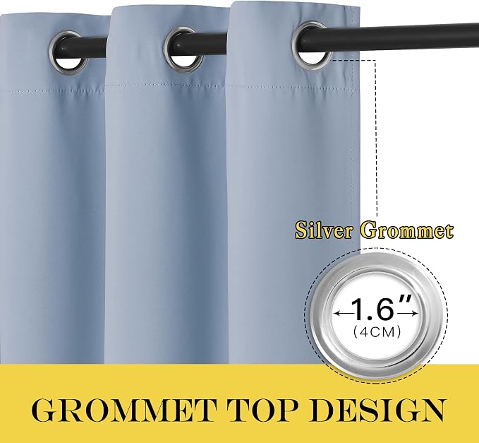 NICETOWN Vintage Blue Blackout Curtains 84 inch Length, Grommet Top Room - Image 6