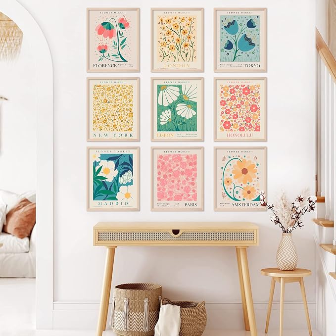 AnyDesign 9Pcs Flower Market Wall Art Prints Matisse Art Poster Decor Floral - Image 2