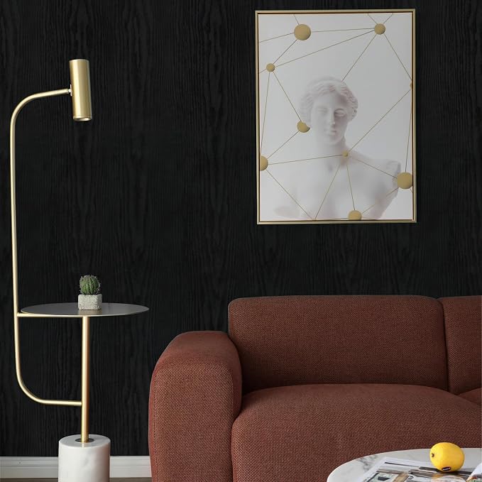 Vinjiasin Black Wallpaper Wood Grain Contact Paper Peel and Stick Wall Paper - Image 6