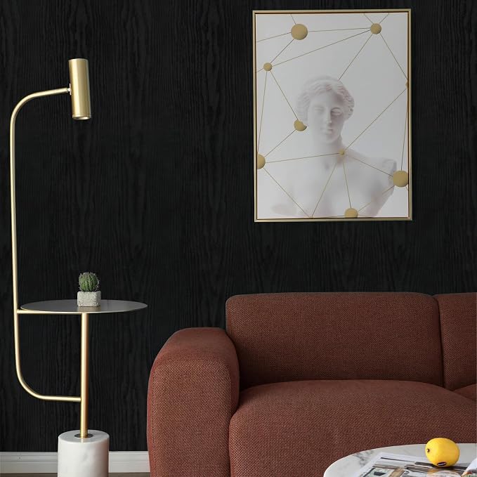 Vinjiasin Peel and Stick Wallpaper Black Wallpaper Black Wood Contact Paper - Image 9