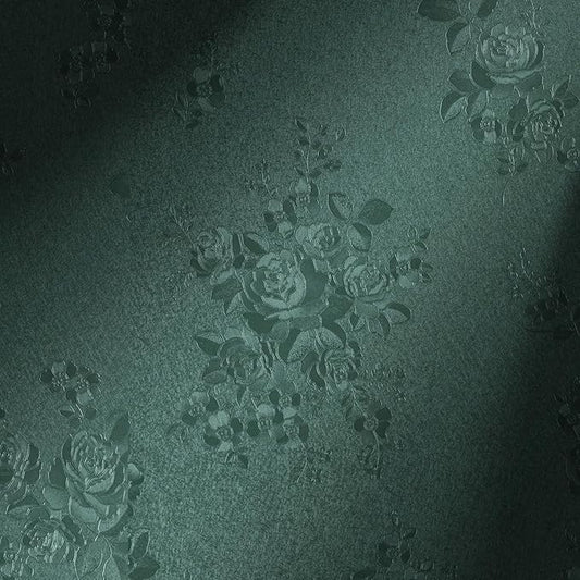 Erfoni 394"x17.7" Dark Green Floral Embossed Wallpaper by Erfoni