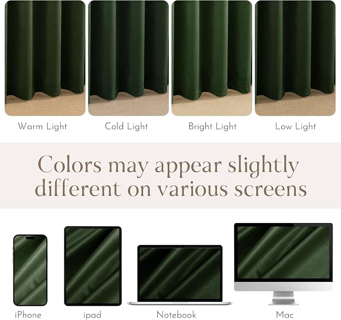 NICETOWN Green Velvet Curtains 102 inches - Image 7