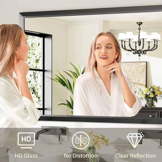 Briivue 72x32 Inch Black Bathroom Mirror - Image 3