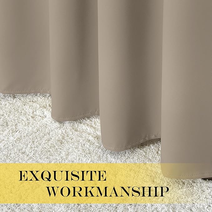 NICETOWN Blackout Curtain Drape for Bedroom - Light Reducing Thermal Insulated Solid Grommet Room Darkening Window Curtain 90 inches Long for Living Room (Taupe, 1 Piece, W66 x L90)