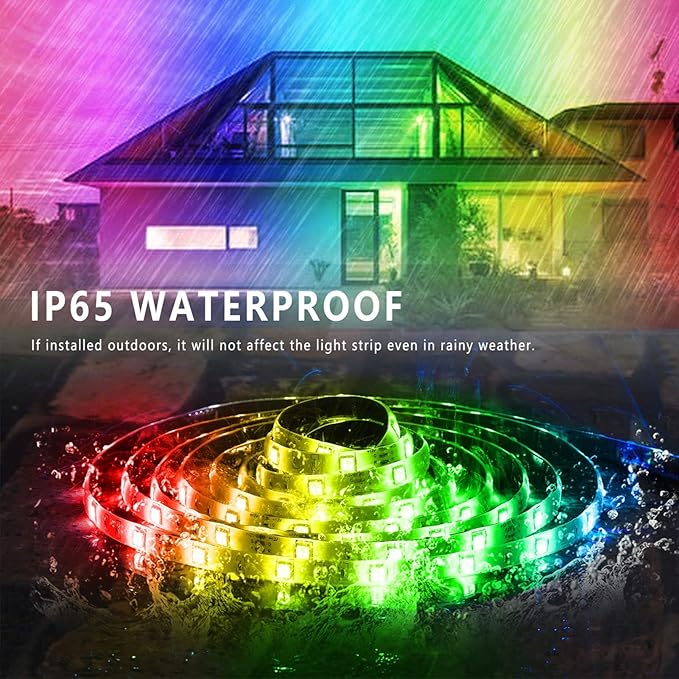 300ft Outdoor Led Strip Lights Waterproof, Ip68 Outside Led Light Strip Waterproof with Remote and App Control, Exterior Led Rope Lights Music Syne RGB Strip Lights for House Decor (2*150ft)