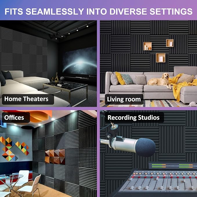 JBER 12 Pack Acoustic Foam Panels, High Desnsity Studio Soundproofing Wedges - Image 7