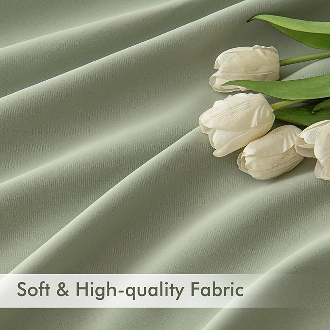 MIULEE Back Tab Sage Green Curtains 108 Inch Long 2 Panels Set - Image 6