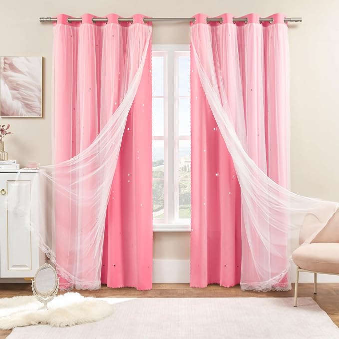 XiDi Pink Curtains for Bedroom Decor, Girls Room Blackout Curtains, Kids Room - Image 7