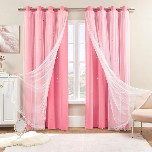XiDi Pink Blackout Curtains, Room Darkening Curtains by Addsomecolortolife