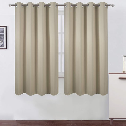 LEMOMO Beige Blackout Curtains 66 x 63 Inch Length/Set of 2 Curtain by Lemomo