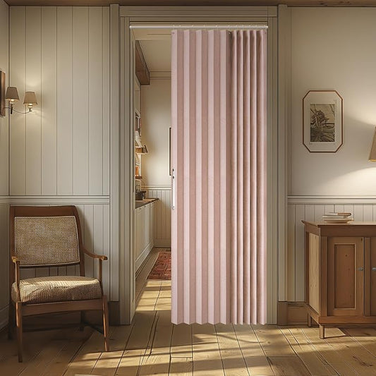 AJAZZ 100% Blackout Accordion Doors Interior Magnetic Door Curtain Pleated Door by AJAZZ