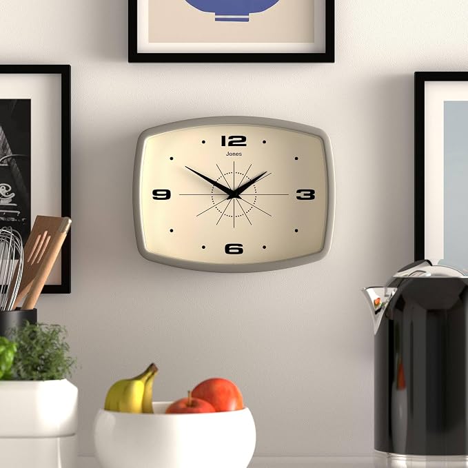 JONES CLOCKS® Movie wall Clock | Retro Rectangular Clock | 10 inch | Gray | - Image 3