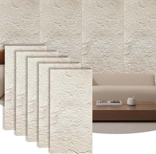 5-Pack 3D Faux Stone Wall Panels, PU Cement-Texture Wainscoting Panels by Unknown