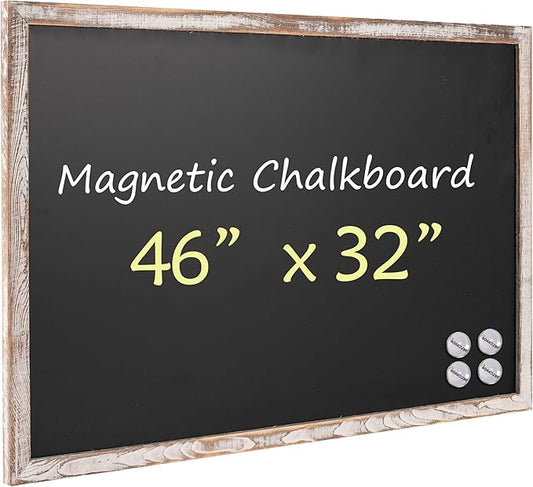 Magnetic Chalkboard Black Board 46 x 32, Extra Large Chalk Board Blackboard by Justdowhatyouwanttodo