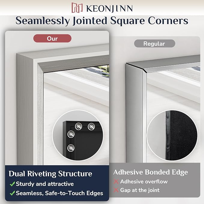 Keonjinn 55 x 30 Inch Brushed Nickel Bathroom Mirrors - Image 4