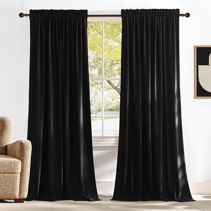 NICETOWN Black Out Velvet Curtains 108 inches Long Blackout by NICETOWN