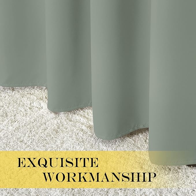 NICETOWN Blackout Sliding Glass Door Curtains, Room Darkening Thermal Insulated Curtains for Living Room Bedroom, Extra Wide Window Drapes, 1 Panel, W80 x L118, Sage Green